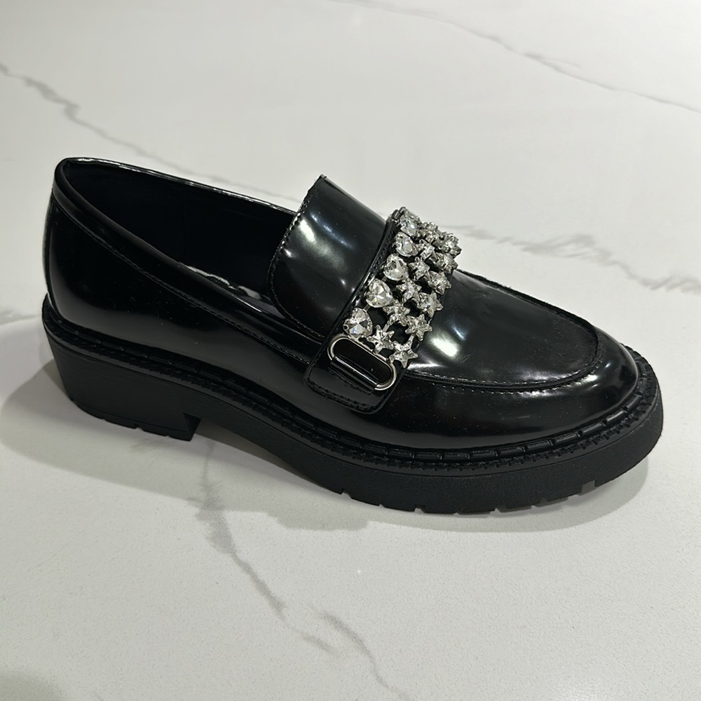 GB Rhinestone Strap Shiny Loafers - Picture 7 of 12
